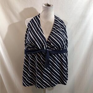 Swimsuits For All, Navy & White Striped Tankini Top - Womens 26, NWT